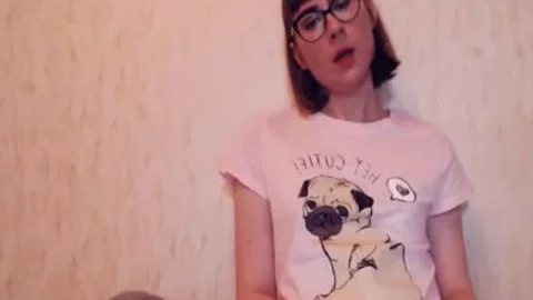 nasty Russian tranny In Glasses Strokes Her tiny 10-Pounder