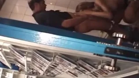 Intriguing she-Male Model Gives oral sex In The throne-room Of A Porn Shop