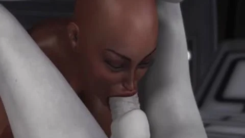 gorgeous Sci-fi Female Alien Plays With A black beauty In The Space Station