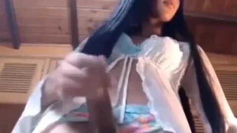 lusty lady-man latina Strokes Her Shecock