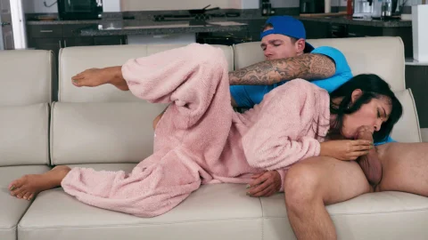Trans Angels: Hunky Friend Penetrates Raven-Haired Babe
