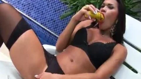 Sensual shelady Erika Lee Masturbates With A Banana And Sticks A dildo Up Her a-hole