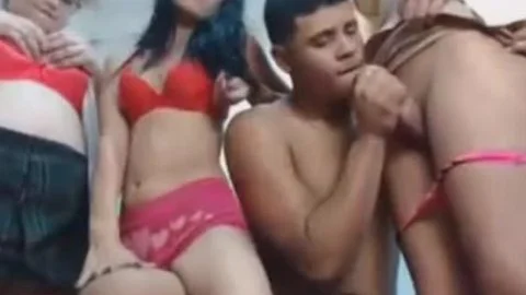 lucky lad Ravages t-girl And Two Females