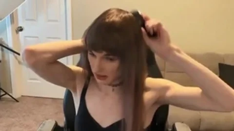 lengthy ramrod brunette Trans cutie Camshows Solo