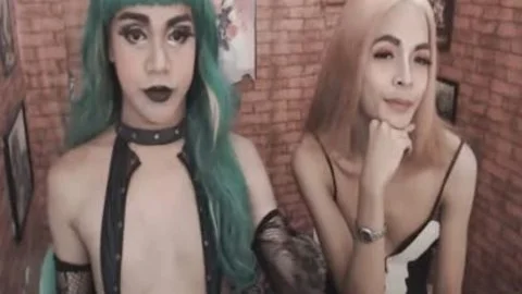 Two Exotic sheboy Riding On sex tool