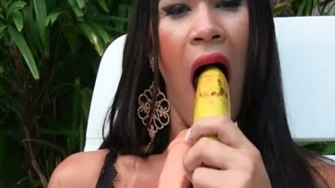 Sensual lady-man Erika Lee Masturbates With A Banana And Sticks A fake penis Up Her wazoo