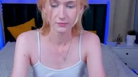 19yo blonde Russian tranny gal Sucks sex-toy On webcam
