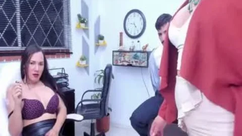 lustful Trans Secretaries bunch Up On Their dick Boss